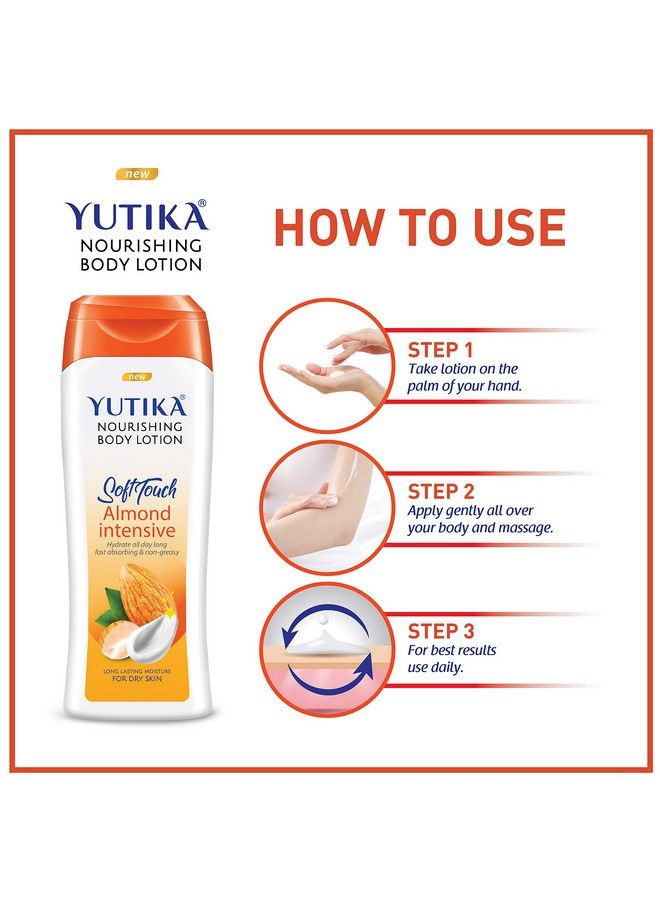 Yutika Softtouch Nourishing Body Lotion For Long Lasting Moisture And Soothing Skin For Men And Women (Almond 300Ml) - Image 4