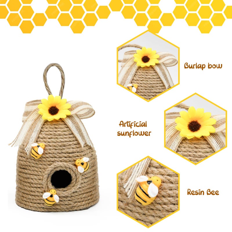 nuvagiki Bee Hive Decor, 3 Pack Farmhouse Bee Decorations Indoor, Rustic Bee Themed Home Decor, Spring Summer Bee Home Decor for Kitchen, Sunflowers Decorations - Image 4