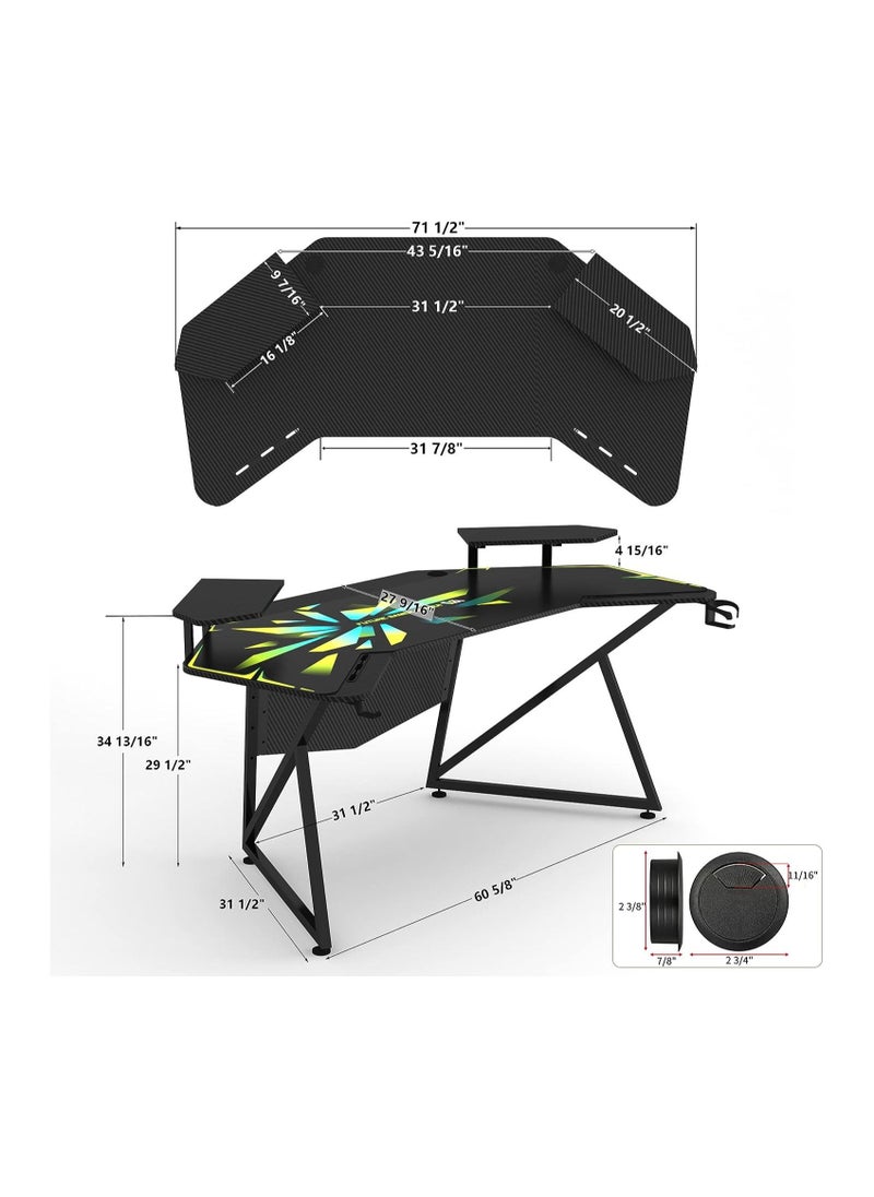 Royal Polar - RoyalPolar Gaming Desk Anchor table 1.8m with 2 monitor shelves 2 iPad grooves 2 cable management and 1 power socket holders - Image 1