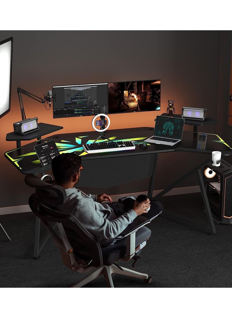 Royal Polar - RoyalPolar Gaming Desk Anchor table 1.8m with 2 monitor shelves 2 iPad grooves 2 cable management and 1 power socket holders - Image 1
