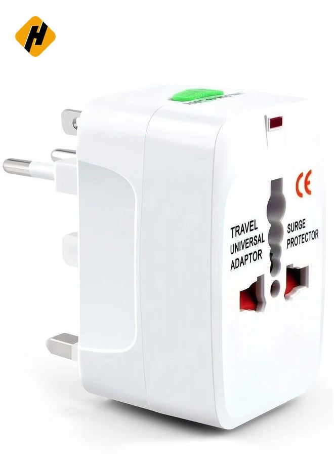HuHa Universal Travel Adapter with USB Ports – All-in-One International Travel Charger (White)  - Image 1