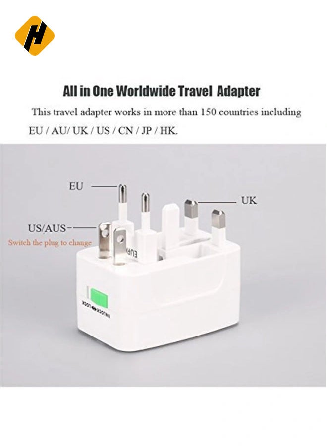 HuHa Universal Travel Adapter with USB Ports – All-in-One International Travel Charger (White)  - Image 5