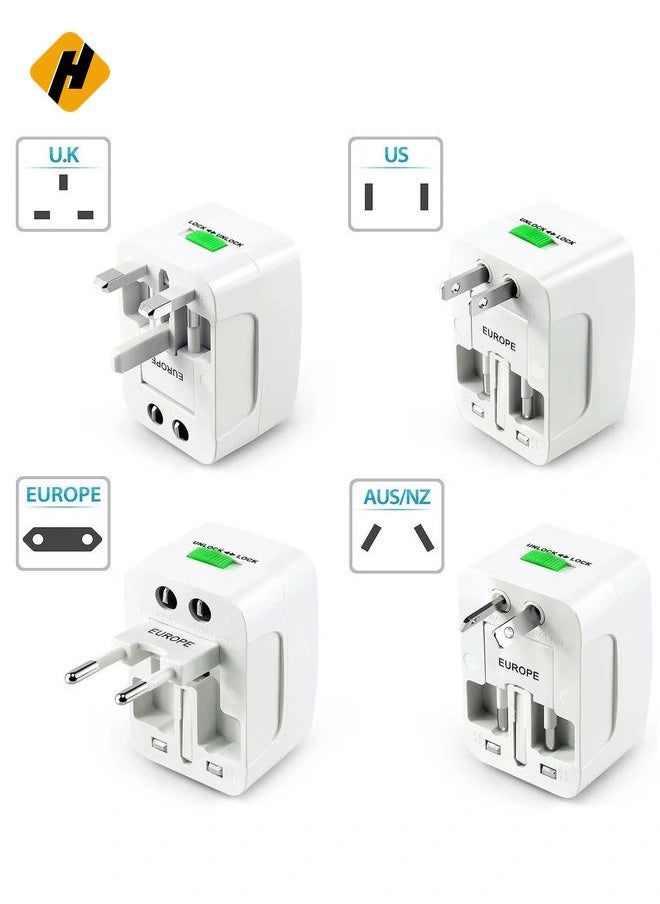 HuHa Universal Travel Adapter with USB Ports – All-in-One International Travel Charger (White)  - Image 3