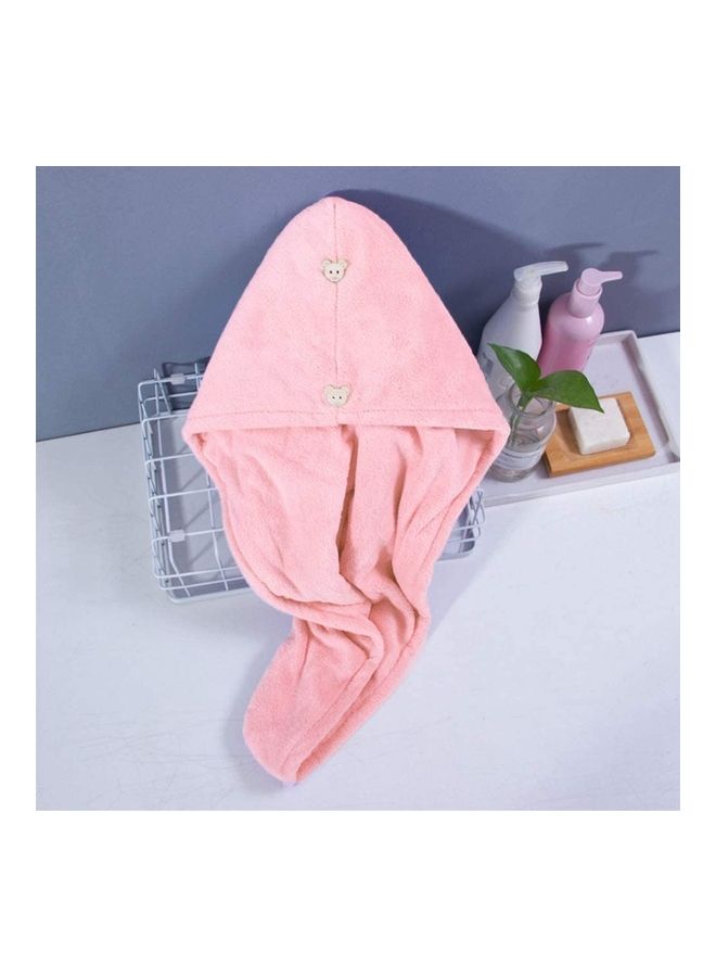 NIBEMINENT Dry Hair Towel With Buttons Pink 26x17cm - Image 1