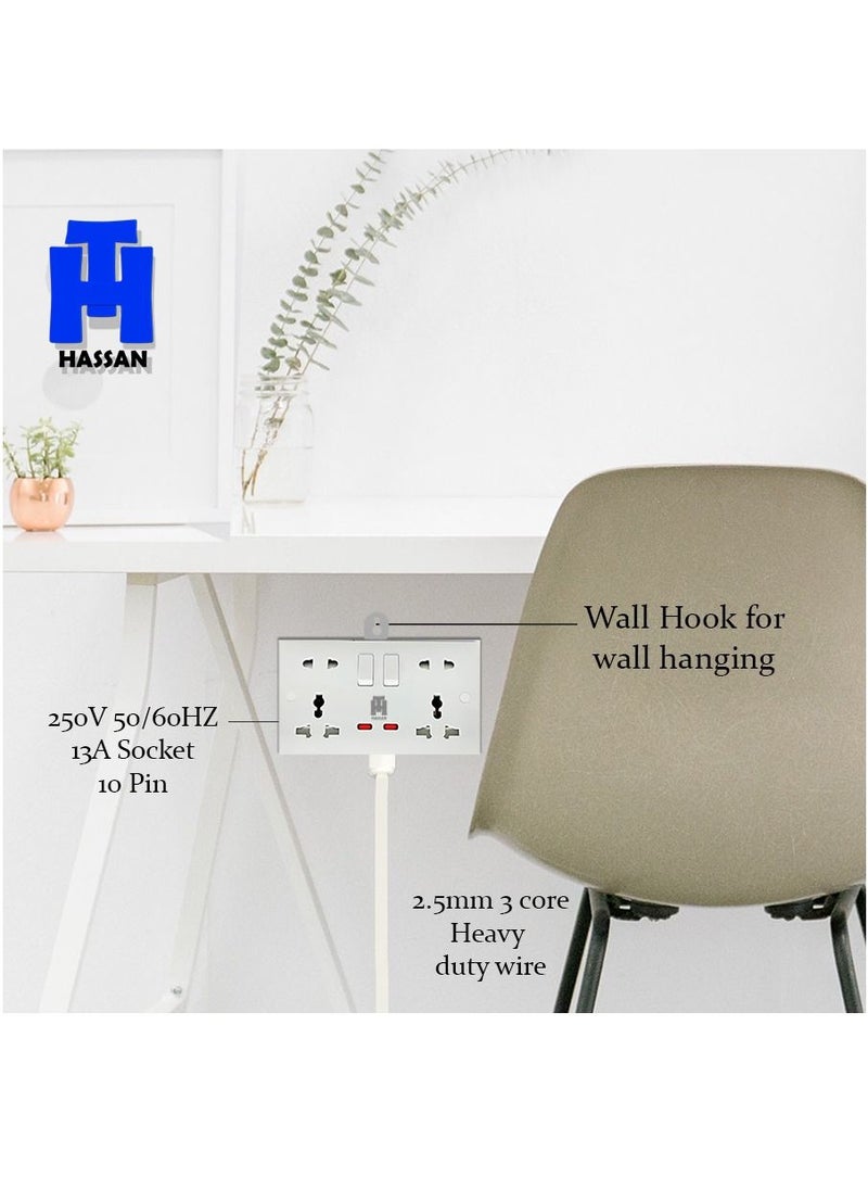 Hassan - Hassan Double Premium Universal White Socket Extension - Image 1