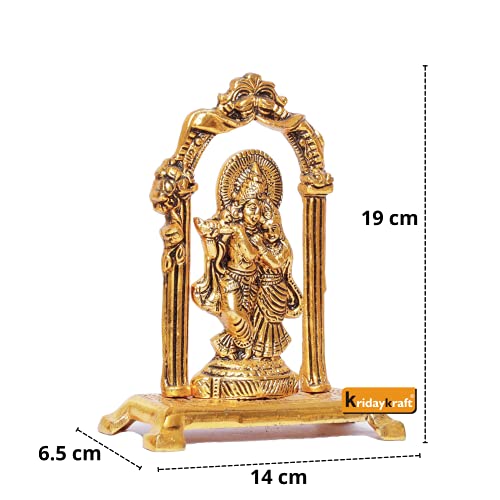 KridayKraft Metal Radha Krishna Statue Gold Plated Decor Your Home,Office & Radha Krishna Murti Idol Showpiece Figurines,Religious Krishna Idol Gift Article... - Image 2