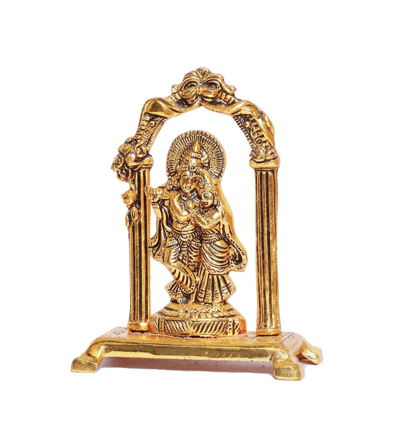 KridayKraft Metal Radha Krishna Statue Gold Plated Decor Your Home,Office & Radha Krishna Murti Idol Showpiece Figurines,Religious Krishna Idol Gift Article... - Image 3