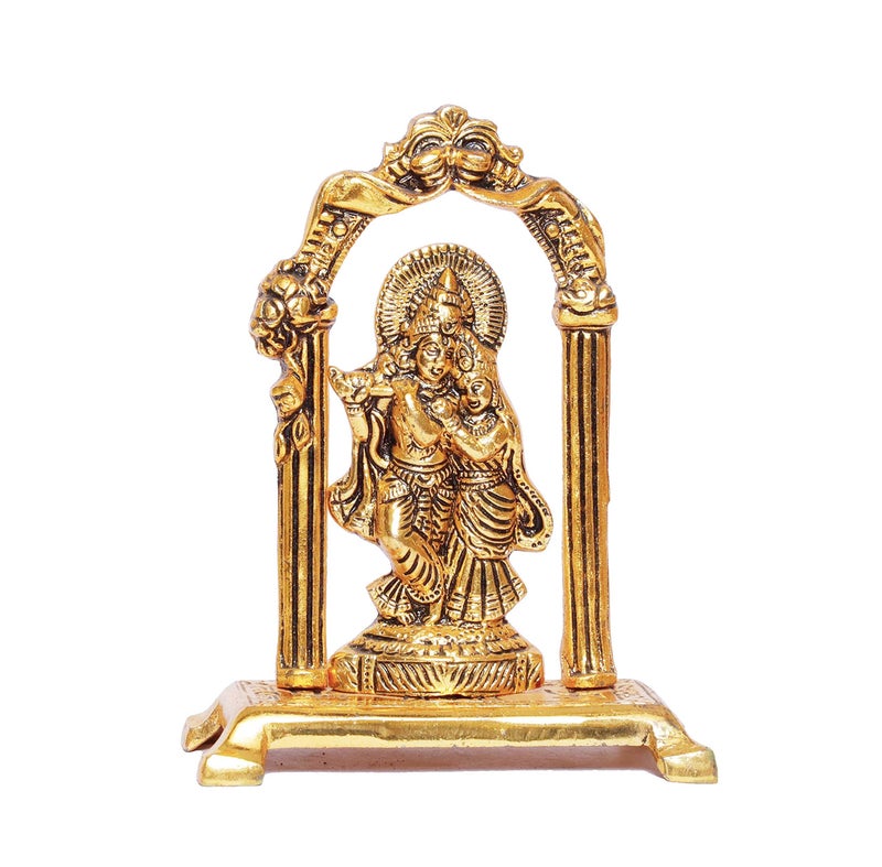 KridayKraft Metal Radha Krishna Statue Gold Plated Decor Your Home,Office & Radha Krishna Murti Idol Showpiece Figurines,Religious Krishna Idol Gift Article... - Image 4