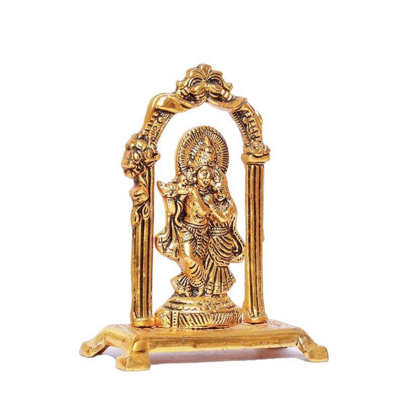 KridayKraft Metal Radha Krishna Statue Gold Plated Decor Your Home,Office & Radha Krishna Murti Idol Showpiece Figurines,Religious Krishna Idol Gift Article... - Image 5