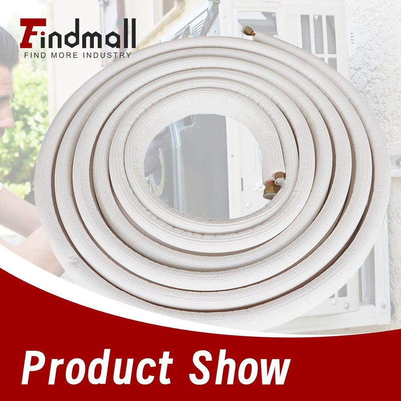findmall 25FT Air Conditioning Copper Tubing Pipe Extension - Insulated Twin Copper Pipes for Mini Split AC - Image 3