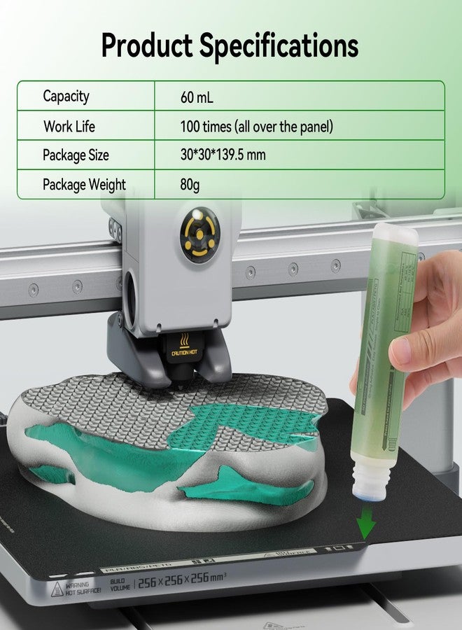 UniTak3D Compatible with Bambu Lab 3D Printer Adhesive Glue,Strong Grip Reduce Warping for Bambu lab A1/A1 Mini/P1/X1 3D Printer PLA/ABS/PETG/PC/PA/TPU Filament 60ML - Image 3