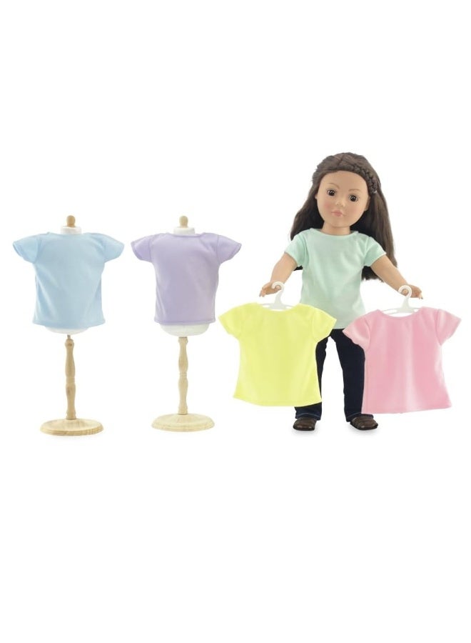 Emily Rose 18 inch Doll Clothes 5 Pack Pastel 18" Doll Spring Summer T-Shirts Tees Classic Value Bundle | Great Birthday Party Craft Activity | Gift Boxed! | fits Most 16-18" Dolls - Image 1