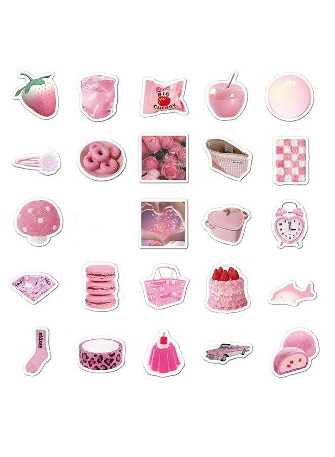 YJ 50-Piece Pink Life Girl's Heart Cartoon Stickers Vinyl Aesthetic Sticker Laptop Stickers for Skateboard Guitar Travel Case Graffiti Sticker Door Luggage Car Bike Bicycle for Kids Teens Girls Adults - Image 3