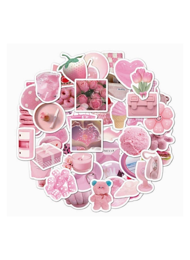 YJ 50-Piece Pink Life Girl's Heart Cartoon Stickers Vinyl Aesthetic Sticker Laptop Stickers for Skateboard Guitar Travel Case Graffiti Sticker Door Luggage Car Bike Bicycle for Kids Teens Girls Adults - Image 4