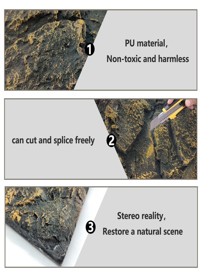 Hamiledyi 17×11.8'' Rock Terrarium Background 3D Reptile Tank Background Board Bearded Dragon Tank Backdrop Climbing Wall Habitat Decor for Lizard Geckos Iguana Snake Spider - Image 5