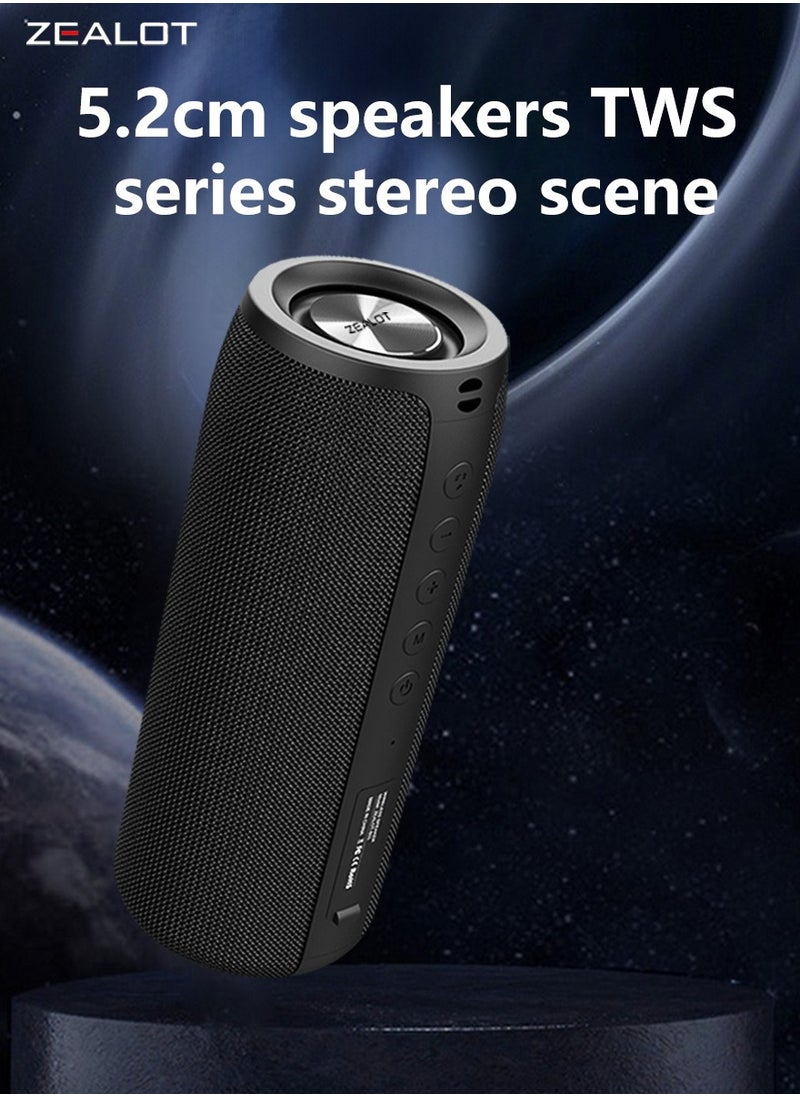 Zealot ZEALOT S51 20W Bluetooth Speaker, Dual Pairing Portable Outdoor Subwoofer Booming Bass Speaker For TV/ Tablet/ Phone/ PC, 3.5mm Audio Cable/ TF Card/ USB, 1800mAh Battery 10 Hours Playtime Loud Stereo  - Image 3