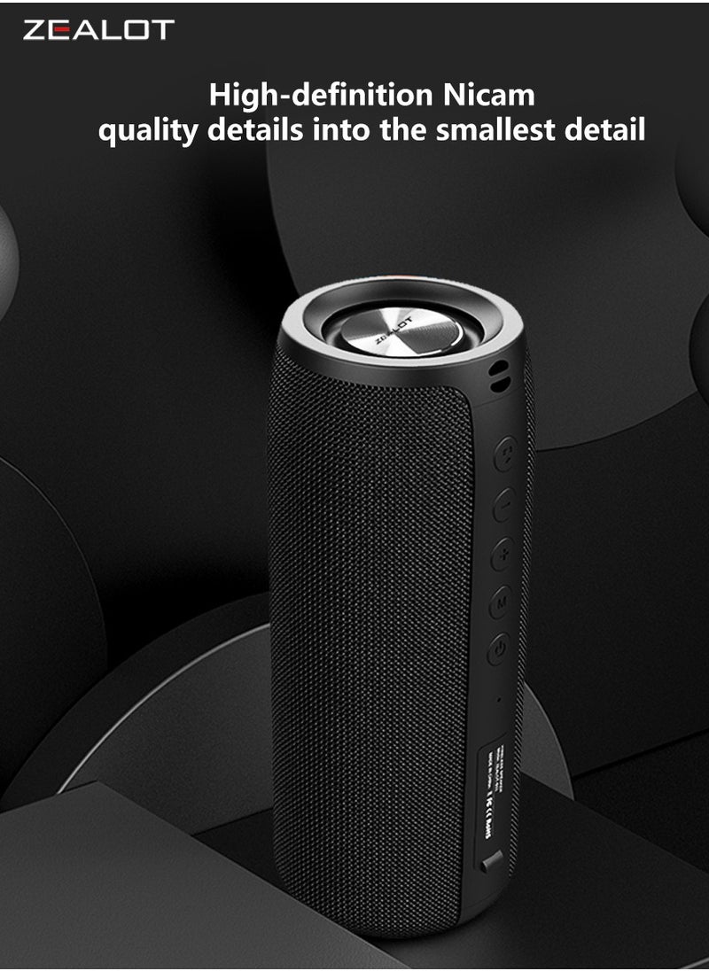 Zealot ZEALOT S51 20W Bluetooth Speaker, Dual Pairing Portable Outdoor Subwoofer Booming Bass Speaker For TV/ Tablet/ Phone/ PC, 3.5mm Audio Cable/ TF Card/ USB, 1800mAh Battery 10 Hours Playtime Loud Stereo  - Image 4