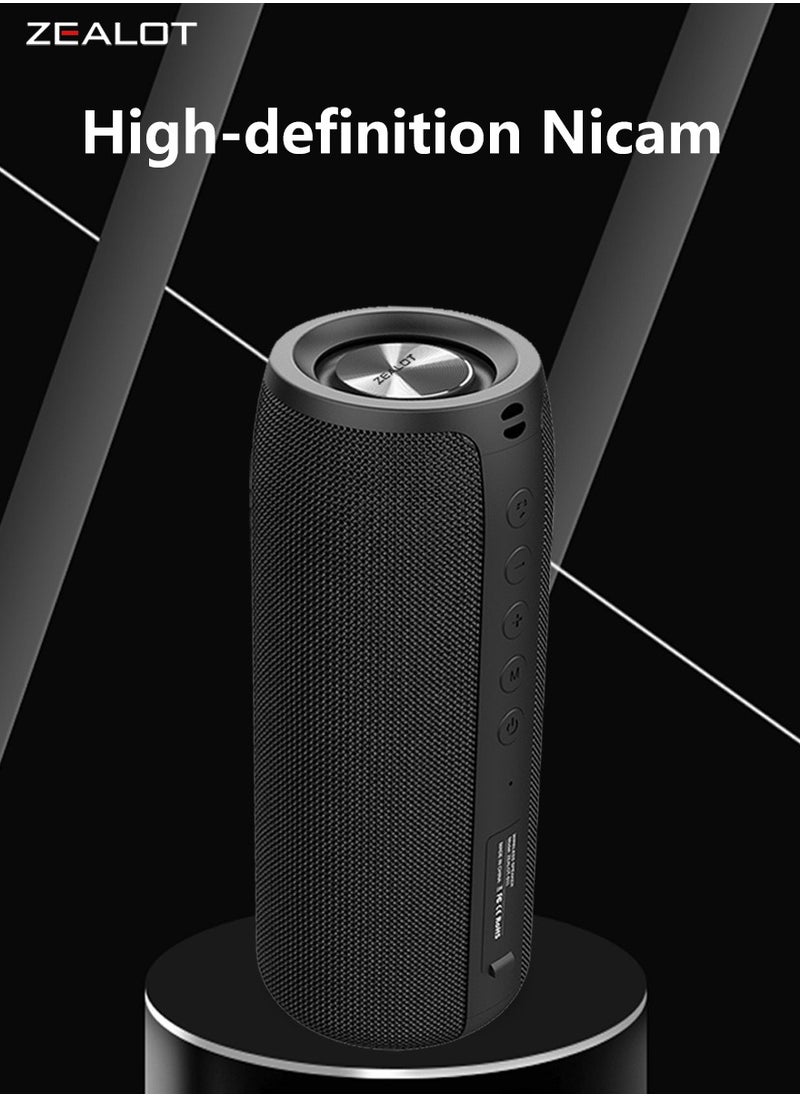 Zealot ZEALOT S51 20W Bluetooth Speaker, Dual Pairing Portable Outdoor Subwoofer Booming Bass Speaker For TV/ Tablet/ Phone/ PC, 3.5mm Audio Cable/ TF Card/ USB, 1800mAh Battery 10 Hours Playtime Loud Stereo  - Image 5