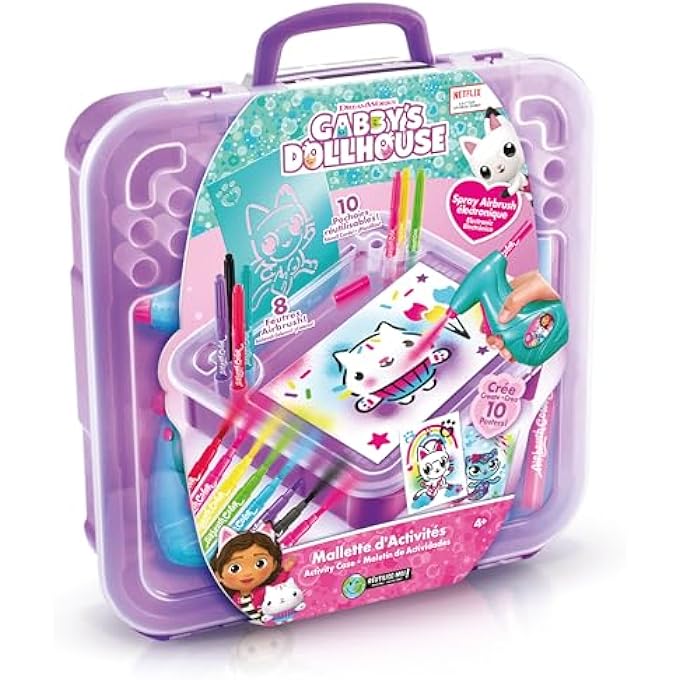 GABBY DOLLHOUSE ACTIVITY BAG WITH ELECTRONIC SPRAY, STENCILS AND FELT TIP PENS (GAB024) - Image 2