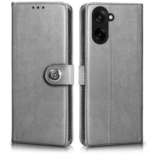WOW IMAGINE Shock Proof Flip Cover Back Case for 1+ OnePlus Nord CE 5 5G (Magnetic Button Flip Case | Wallet Pockets & Stand | Leather Finish | Stone Grey) - Image 1