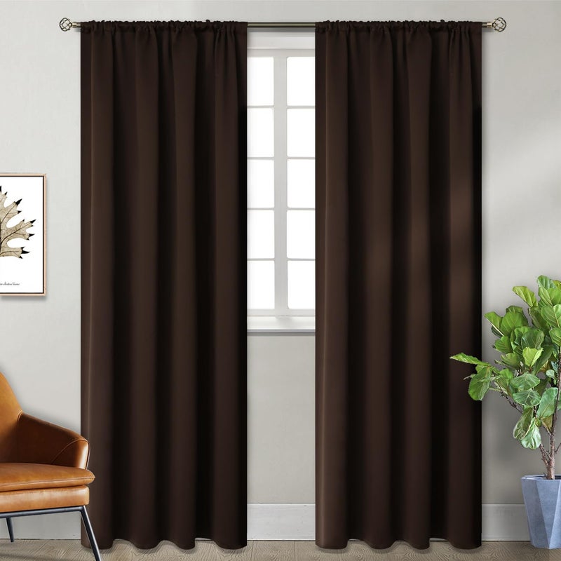 BGment Brown Blackout Curtains 84 Inch Length for Bedroom - Rod Pocket Thermal Insulated Room Darkening Drapes Blinds for Living Room Dining Room Privacy  52 x 84 Inch  2 Panels - Image 1