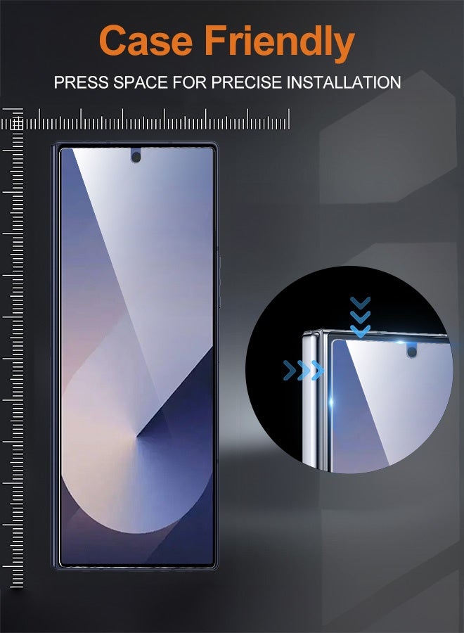 بشكل مختصر [عبوة 2+2] واقي شاشة من الزجاج المقوى 9H لهاتف Samsung Galaxy Z Fold 6 5G، مقاوم للخدش، تغطية كاملة، سهل التركيب، عبوة من واقي الشاشة وعبوة من واقي عدسة الكاميرا - Image 3