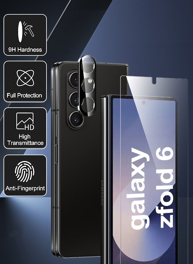 بشكل مختصر [عبوة 2+2] واقي شاشة من الزجاج المقوى 9H لهاتف Samsung Galaxy Z Fold 6 5G، مقاوم للخدش، تغطية كاملة، سهل التركيب، عبوة من واقي الشاشة وعبوة من واقي عدسة الكاميرا - Image 5