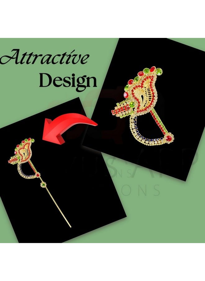Salvus App SOLUTIONS Salvus APP SOLUTIONS Handcrafted Metal Work Bansuri/Flute for Krishna Idol - Decorative Indian Artwork for Home or Office Decor (Multicolor, 6x2 inch)  - Image 4