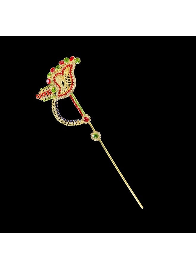 Salvus App SOLUTIONS Salvus APP SOLUTIONS Handcrafted Metal Work Bansuri/Flute for Krishna Idol - Decorative Indian Artwork for Home or Office Decor (Multicolor, 6x2 inch)  - Image 1