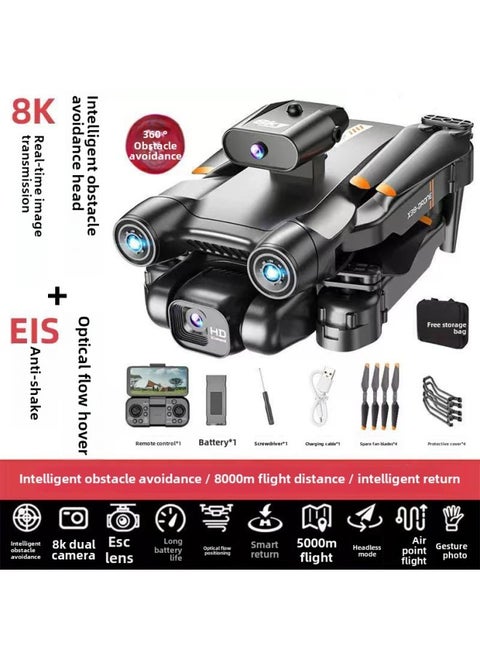 8000 Obstacle Avoidance UAV 8K HD Aerial Photography Long Endurance Folding Remote Control Aircraft Shooting Boys Toy Aircraft-Color:Obstacle Avoidance-6k Adjustable Single Camera Anti-shake Return To Follow 8 0m-Specifications:Single Battery + Accessory Package + Boxed + Full Warranty