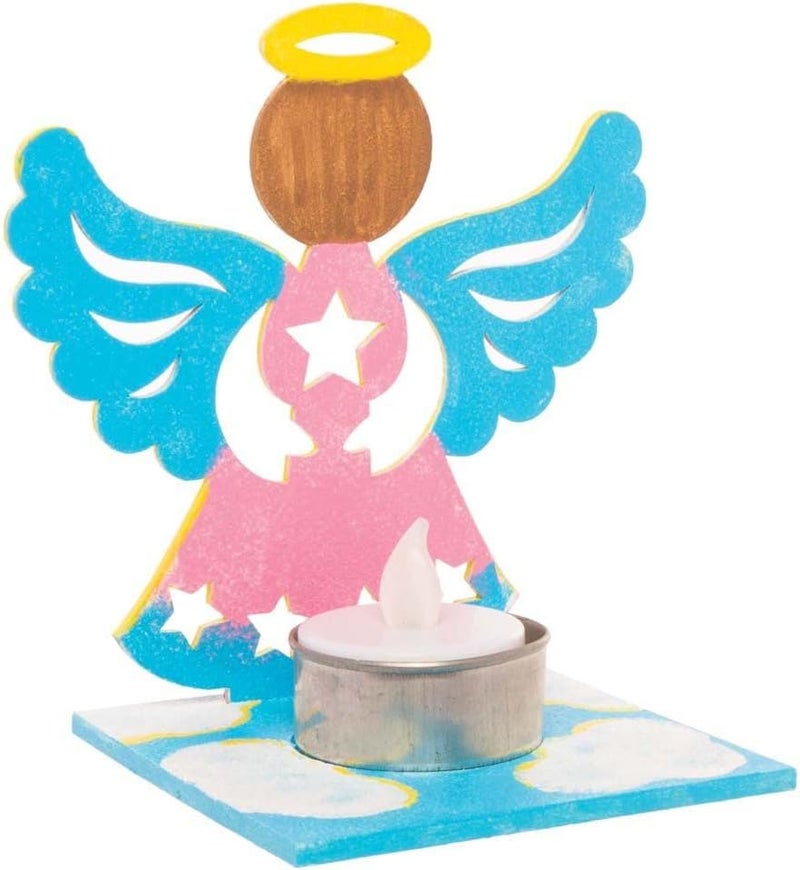 Baker Ross FE926 Angel Wooden Tealight Kits - Pack of 4, Tealight Holder to Decorate and Display, Wooden Crafts for Children, Ideal Kids Arts and Crafts Project - Image 2