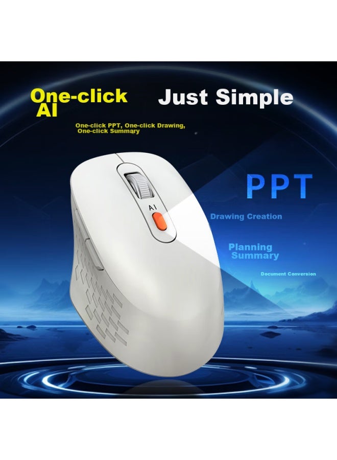 SHINCO Xinke Ai Smart Office Wireless Bluetooth Mouse, Ergonomic Three-mode Rechargeable Comfortable Mouse , White M1 - Image 2