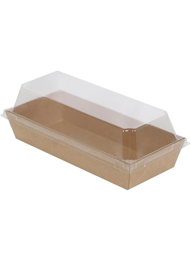 Green Tiger 50 PCS Paper Sandwich Boxes With Clear Secure Lids, Disposable Food Containers Bakery Boxes, Candy Chocolate Dessert Bread Cake Egg Tart Food Packaging Boxes (Brown), GZXW0693 - Image 1