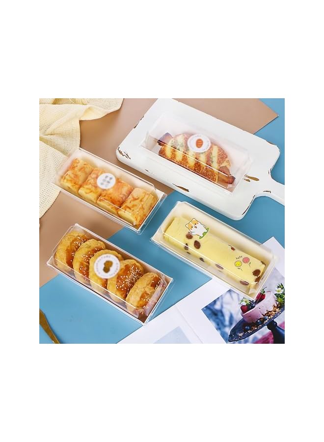 Green Tiger 50 PCS Paper Sandwich Boxes With Clear Secure Lids, Disposable Food Containers Bakery Boxes, Candy Chocolate Dessert Bread Cake Egg Tart Food Packaging Boxes (Brown), GZXW0693 - Image 3