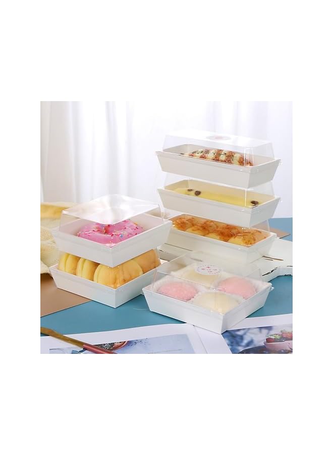 Green Tiger 50 PCS Paper Sandwich Boxes With Clear Secure Lids, Disposable Food Containers Bakery Boxes, Candy Chocolate Dessert Bread Cake Egg Tart Food Packaging Boxes (Brown), GZXW0693 - Image 2