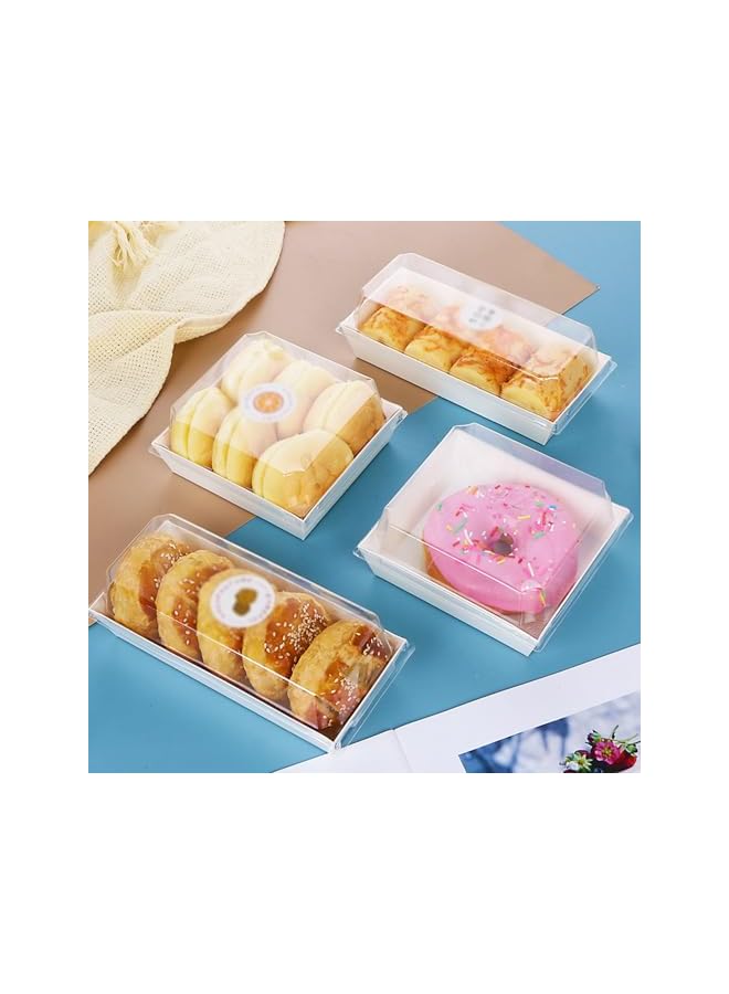 Green Tiger 50 PCS Paper Sandwich Boxes With Clear Secure Lids, Disposable Food Containers Bakery Boxes, Candy Chocolate Dessert Bread Cake Egg Tart Food Packaging Boxes (Brown), GZXW0693 - Image 5