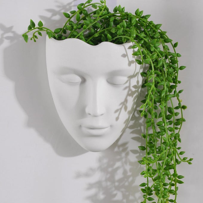 CERAMIC WHITE FACE VASE DRAINAGE HOLE MODERN DESIGN SUITABLE FOR HOME OFFICE OUTDOOR DECOR