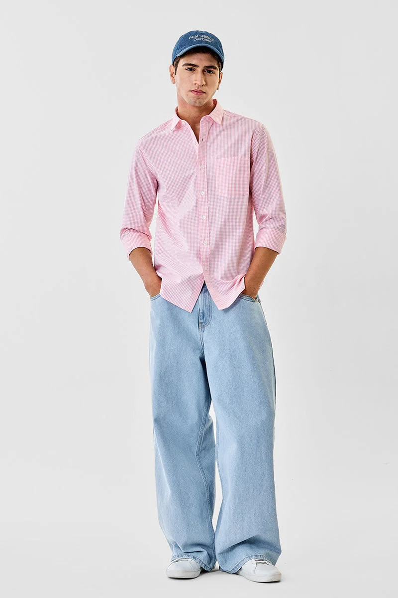 SNITCH Micro Checks Slim Fit 100% Cotton Shirt