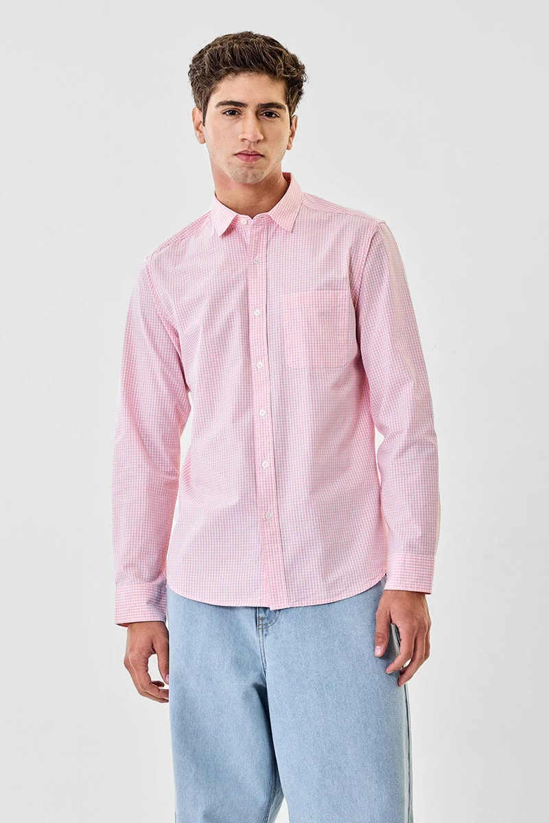 سنيتش قميص قطني % بقصة ضيقة بنقوش مربعات صغيرة