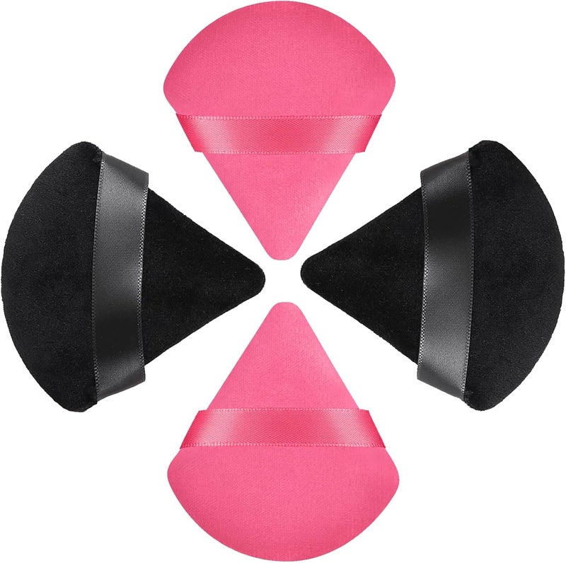HEYMKGO Triangle Velvet Face Makeup Puffs 4 Pcs Reusable Wet Dry DualUse Setting Powder Puffs for Pressed Powder Mini Under Eye Facial Make Up