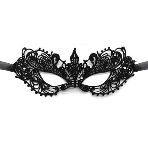 MYMENU Masquerade Mask for Women Venetian Mask For Costume Party Supply Adjustable Soft Lace Bendable Masks (Black Lace) - Image 1