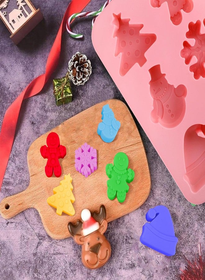 LEBERY 2Pcs Christmas Silicone Cake Molds Christmas Chocolate Candy Mold Snowflake Silicone Molds Gingerbread Man Holiday Christmas Tree Hat Snowman Baking Mold for Jello, Ice Cubes, Soaps, Candles - Image 5