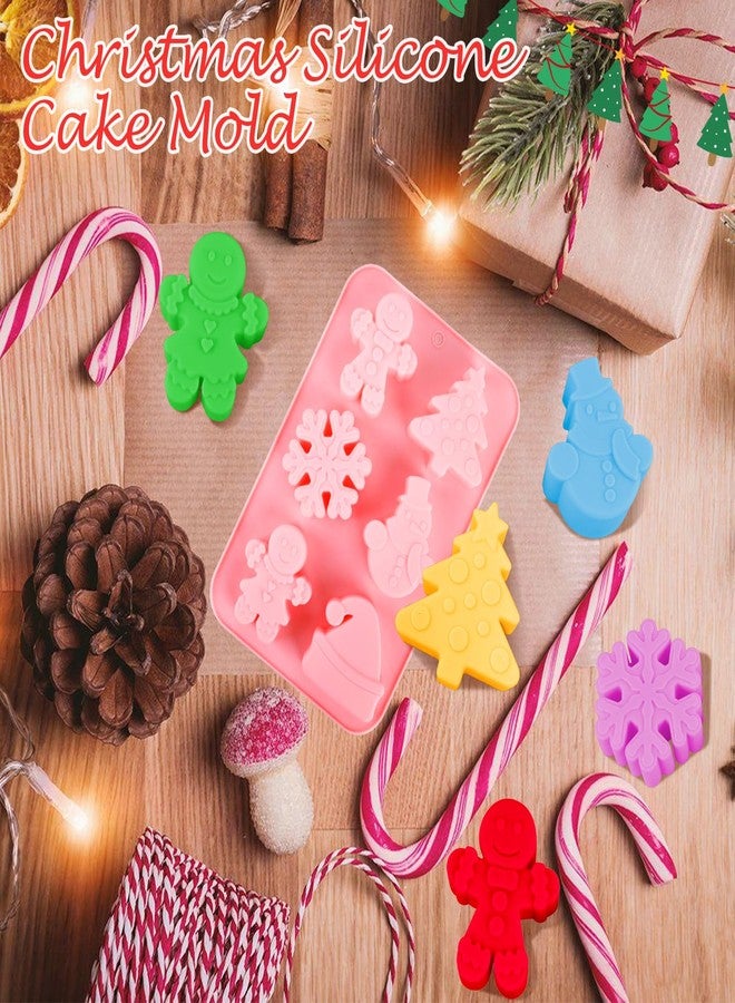 LEBERY 2Pcs Christmas Silicone Cake Molds Christmas Chocolate Candy Mold Snowflake Silicone Molds Gingerbread Man Holiday Christmas Tree Hat Snowman Baking Mold for Jello, Ice Cubes, Soaps, Candles - Image 2
