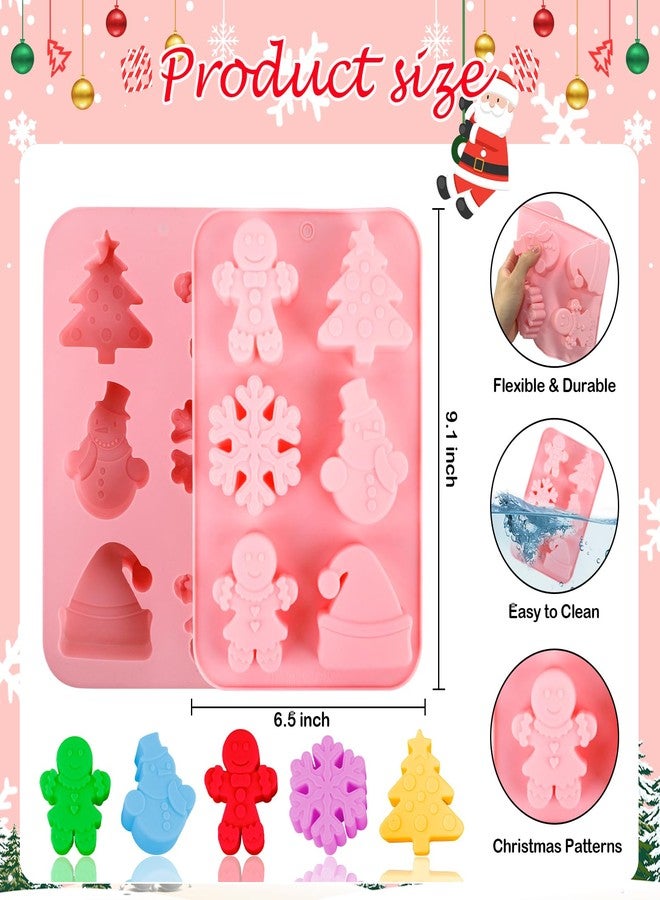 LEBERY 2Pcs Christmas Silicone Cake Molds Christmas Chocolate Candy Mold Snowflake Silicone Molds Gingerbread Man Holiday Christmas Tree Hat Snowman Baking Mold for Jello, Ice Cubes, Soaps, Candles - Image 4