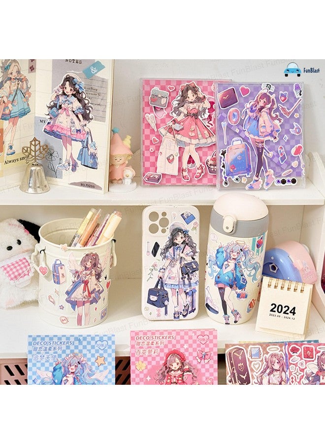 FunBlast Kawaii Stickers Book - 40 Sheets/800 Stickers, Japanese Style Decorative Stickers, Korean Self-Adhesive Kawaii Sticker, Cartoon Theme Sticker for Girls (Pink-Blue)-Pack of 2 - Image 5