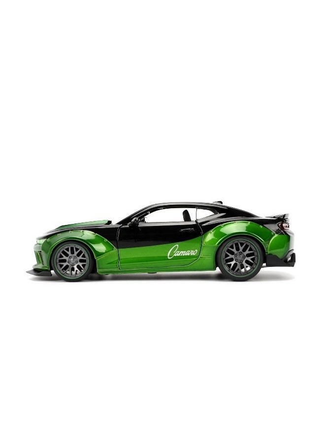 JADA Pink Slips 2016 Chevrolet Camaro Ivan Die-Cast Car (1:24, Green/Black) - Image 2