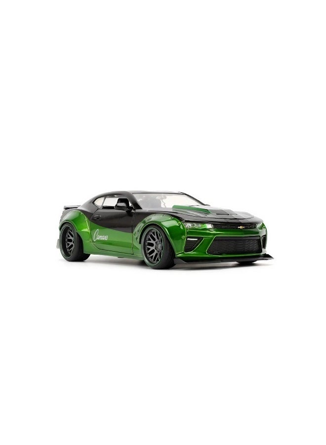JADA Pink Slips 2016 Chevrolet Camaro Ivan Die-Cast Car (1:24, Green/Black) - Image 1