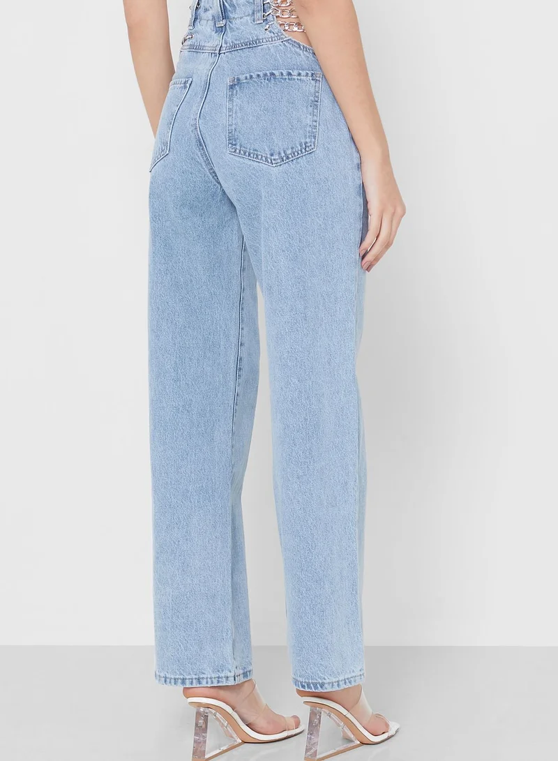 Miss Pap High Waist Chain Detail Jeans