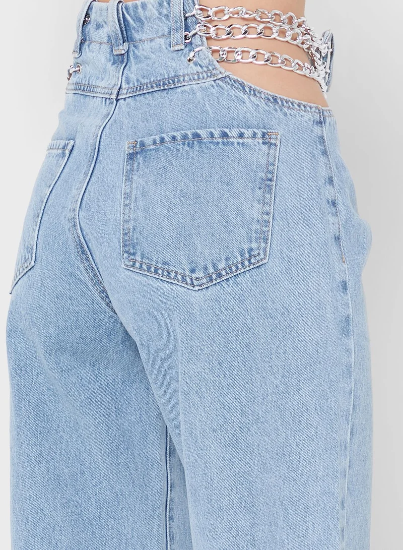 Miss Pap High Waist Chain Detail Jeans