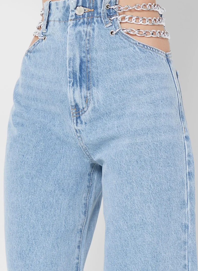 Miss Pap High Waist Chain Detail Jeans